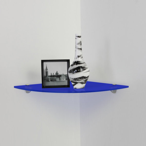 Ebern Designs Glass Corner Shelf with Adjustable Shelves | Wayfair