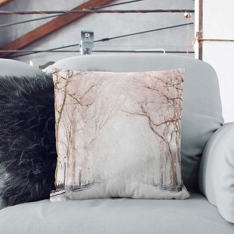 Wintertime in Central Park New York City Cushion with Filling, Stone, 40cm H x 40cm W x 15cm D
