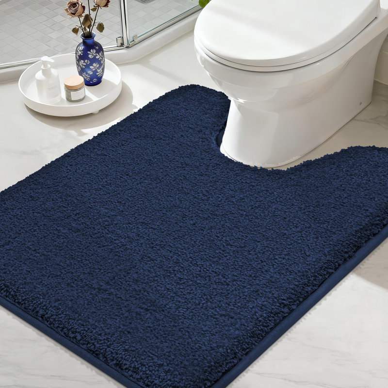 Tapis pour salle de bain extra épais en polyester moelleux et antidérapant, 24"W x 36"L, Navy Blue