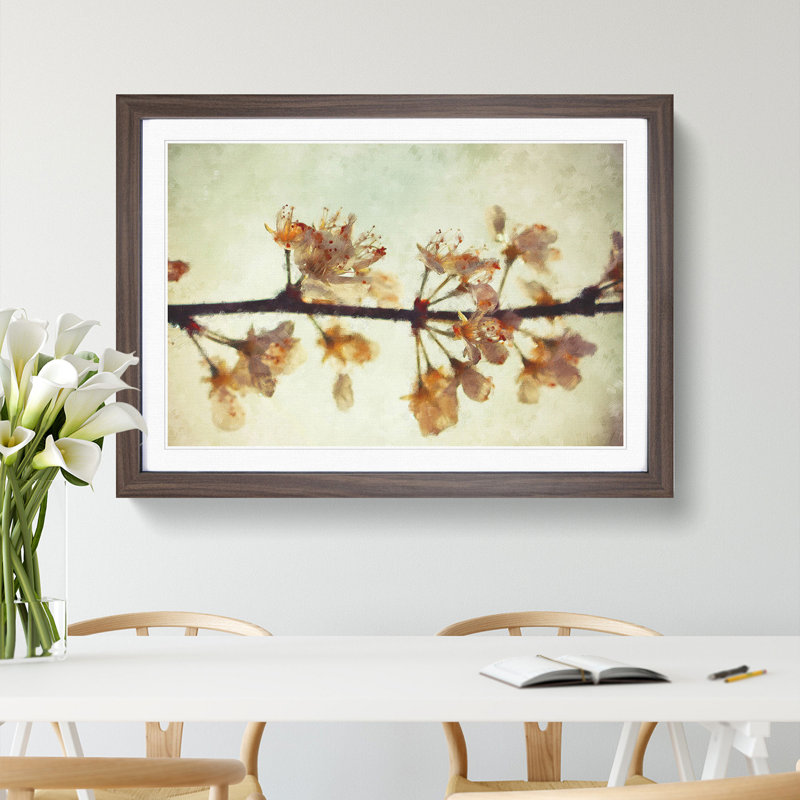 Pink Cherry Blossom Flowers Vol.12 - Framed Print, Walnut Framed, 48cm H x 65cm W x 2cm D