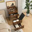 Bureau de coiffeuse 3 en 1 avec miroir éclairé et tabouret, coiffeuse à plateau rabattable, rangement compact-792553