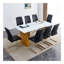 Ensemble de table et de chaises. Grande table rectangulaire moderne avec plateau en verre à motif de 0,4 pouce et grands pieds de table en panneau de fibres à densité moyenne. Comprend des chaises avec des sièges rembourrés en similicuir et des pieds-1166485682