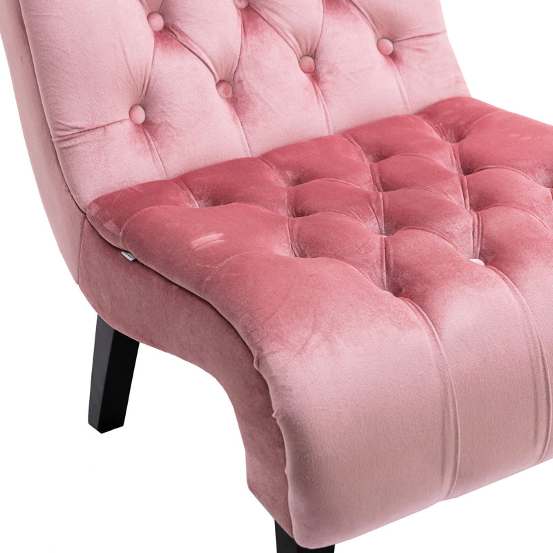 Chaise tendance en velours rose pour la maison - Chaise d'appoint sans accoudoirs rembourrée d'éponge, chambre et salon idéaux