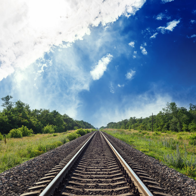 Railroad To Horizon - Wrapped Canvas Print, 30cm H x 30cm W x 3.8cm D