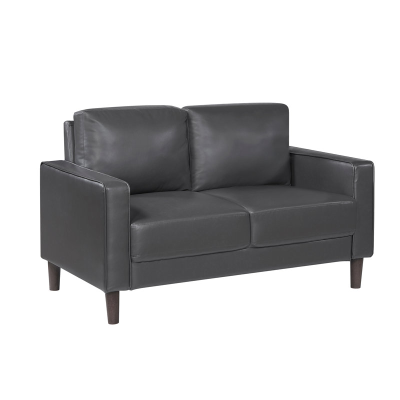 Causeuse rembourrée en similicuir gris de style moderne avec siège confortable et dossier en bois massif 1pc, Gris foncé