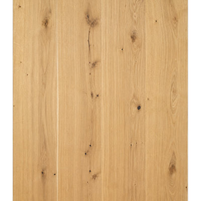 Plancher de bois franc d'ingénierie en chêne blanc Meringue brossé – Languette et rainure | 5/8 po x 7-5/8 po x 96 po avec couche supérieure de 3,5 mm (30,35 pi²/boîte/paquet)