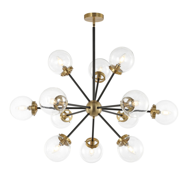 Lustre sphérique spoutnik 12 lumières Arisai Andreau, Noir, Transparent