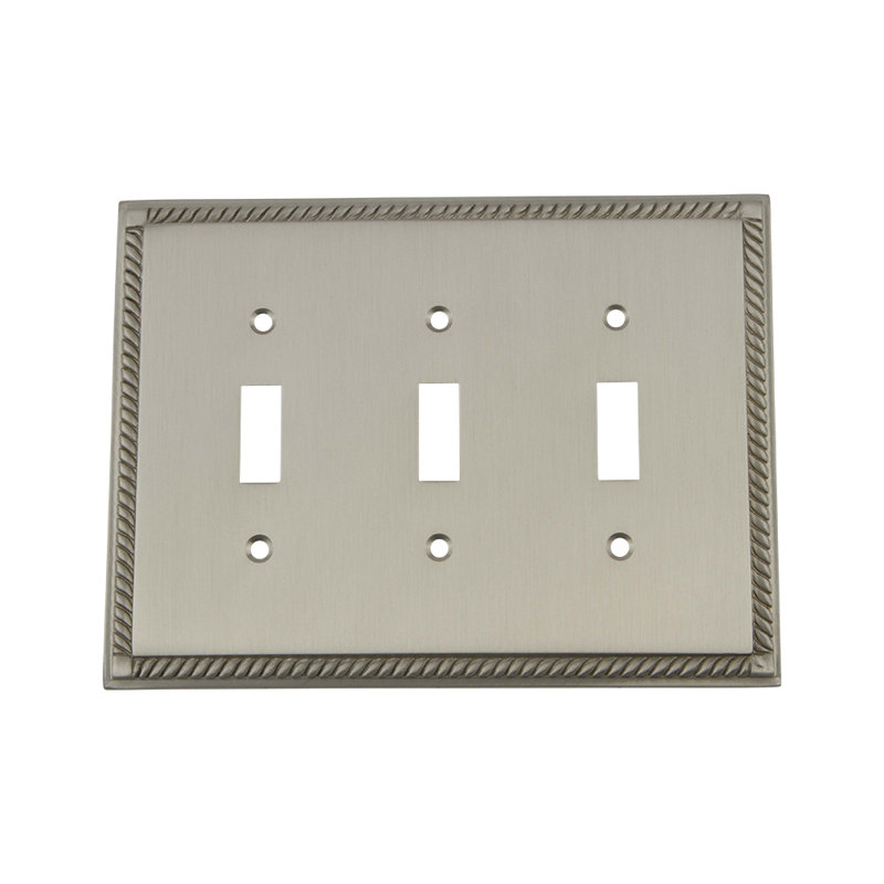 Rope 3-Gang Toggle Light Switch Wall Plate, Satin Nickel