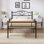 Ensemble de chambre à coucher avec cadre de lit en métal 3 pièces avec 2 tables de chevet, lit plateforme noir avec tables d'appoint avec rangement, tables de chevet à tiroirs et tablettes ouvertes pour la chambre à coucher, style industriel campagnard