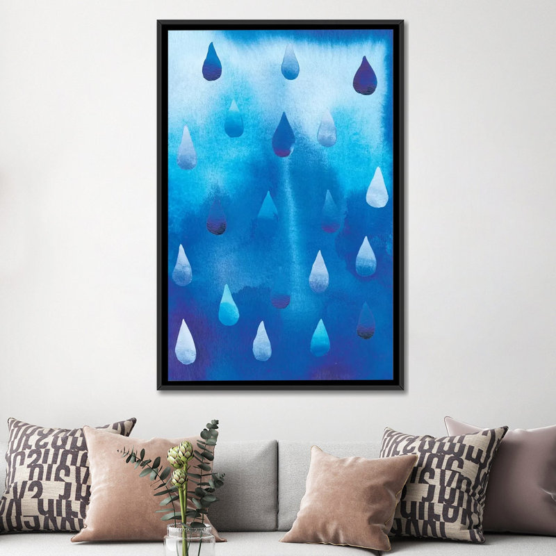 Goutte à goutte ii, H 26 po x l 18 po x P 1,5 po, Toile avec cadre noir, Pas de tapis