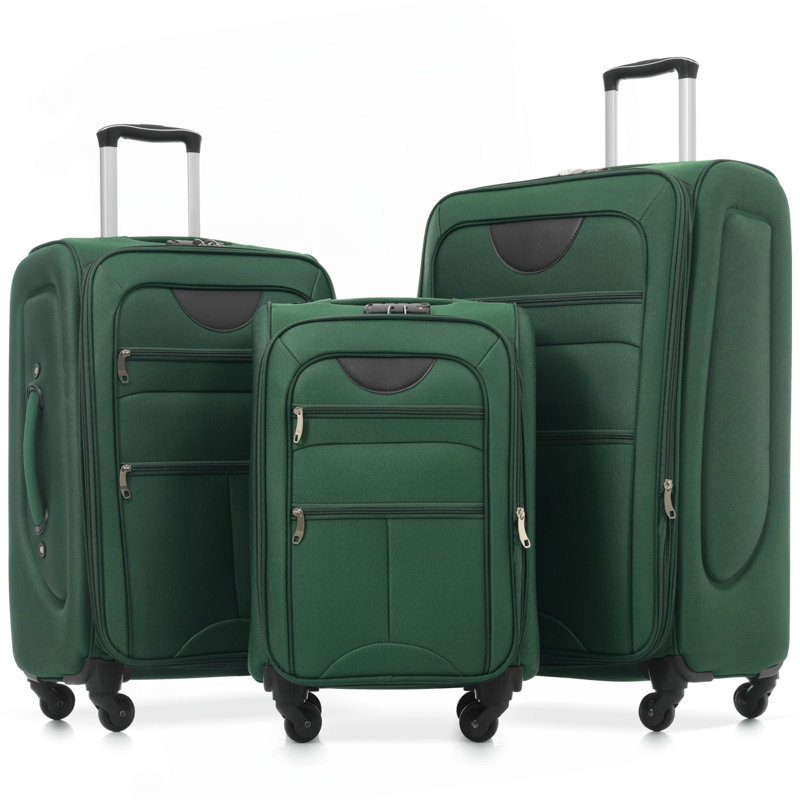 Ensemble de valises extensibles 3 pièces Softside, Dark Green