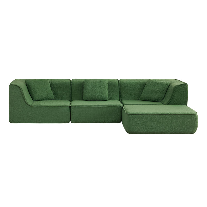 Boneless Athera 107.8" Modern 2 - Piece No Assembly Required Cloud Compression Modular Sofa, Moss Green