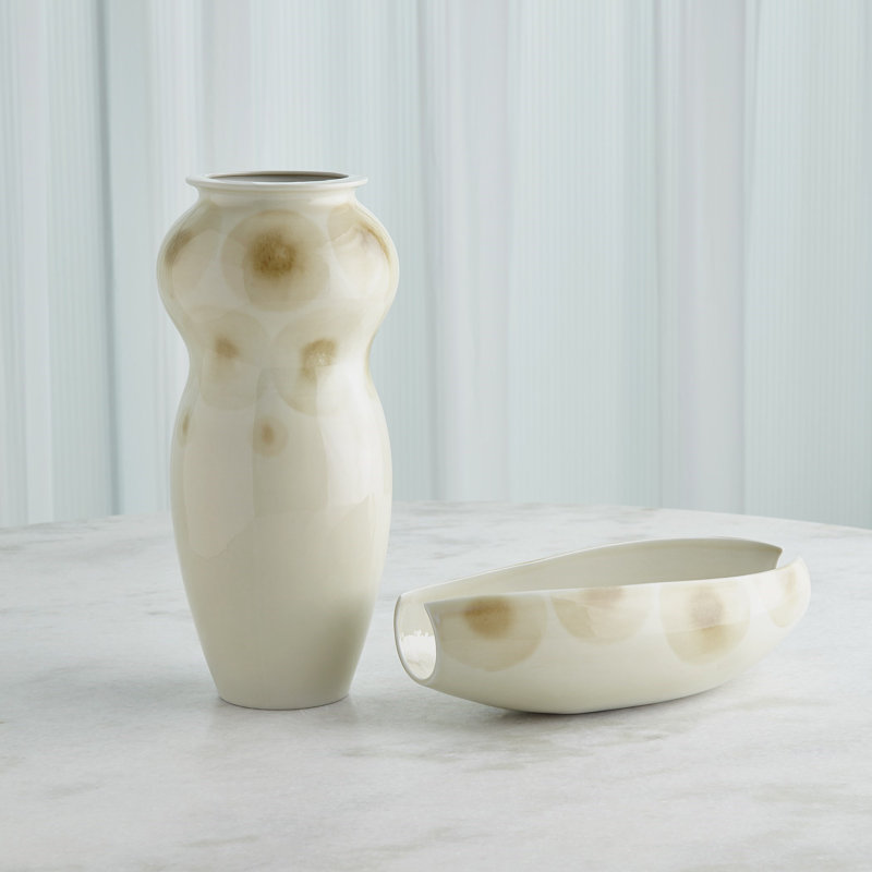 Handmade Porcelain China Table Vase, Taupe