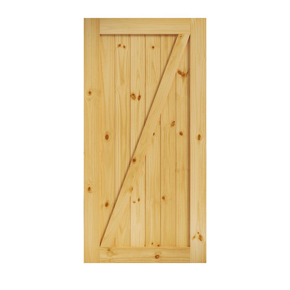 Paneled Wood Unfinished Z Shape Barn Door Without Installation Hardware Kit EightDoors 