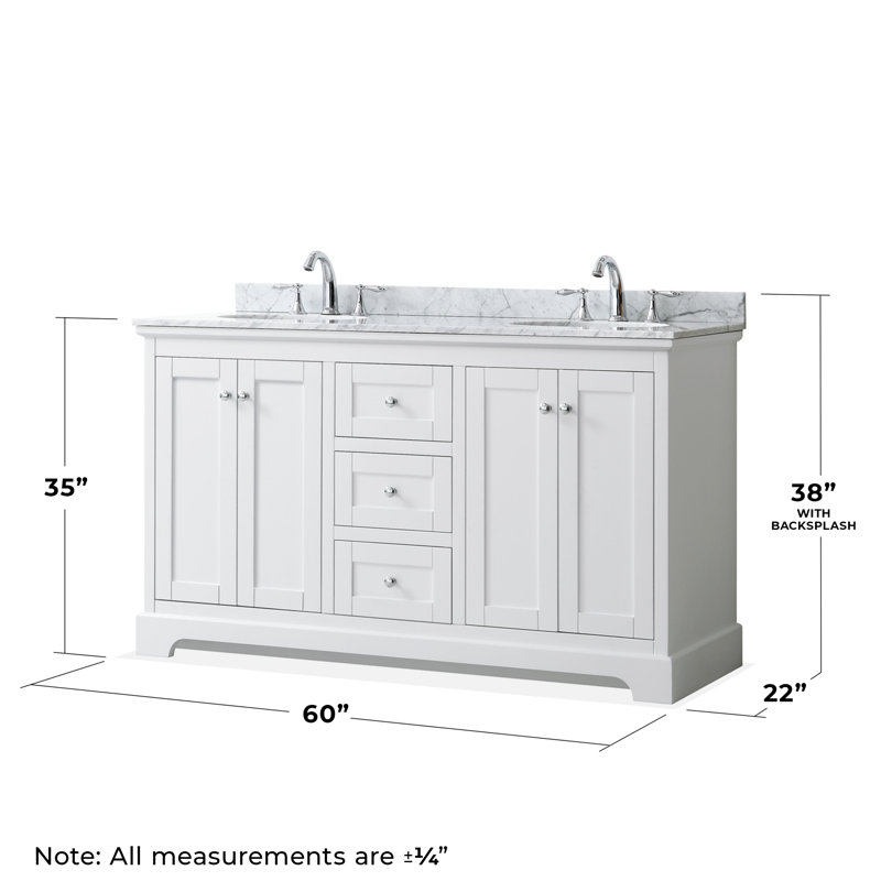 Ensemble de meuble-lavabo double 60 "avec miroir Avery, Chrome poli, Blanc