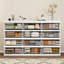 Commode double 12 tiroirs, commode en bois moderne, blanc