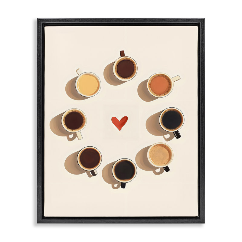 Cercle de tasses à café avec cadre flottant, design par Arlington Prints, Cadre flottant noir de jais, H 21 po x l 17 po