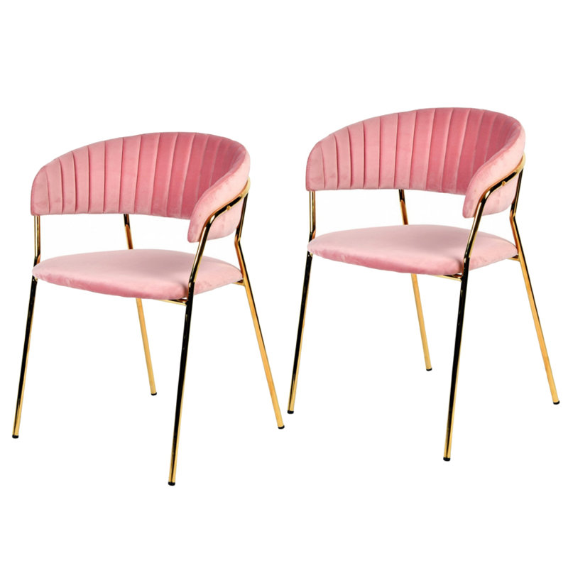 Chaise d'appoint en velours, Rose