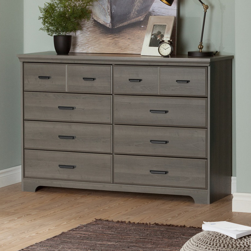 Versa 8-Drawer Storage Dresser - Classic Style, Gray Maple