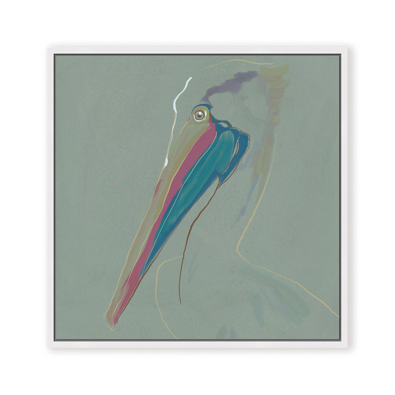 Coastal Retreat Coastal Drift: Pelican, 16" H x 16" W, Framed Canvas, Gold