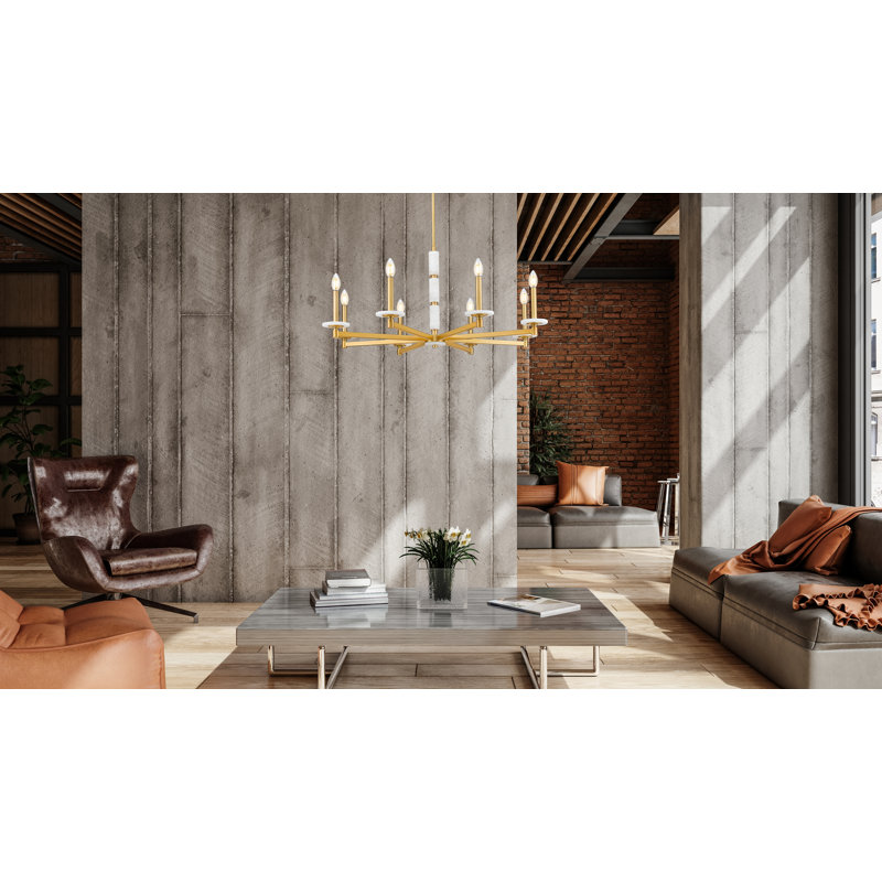 Lustre moderne Kaden, Doré, H 29,25 po x l 36,5 po x P 36,5 po, 8 lumières