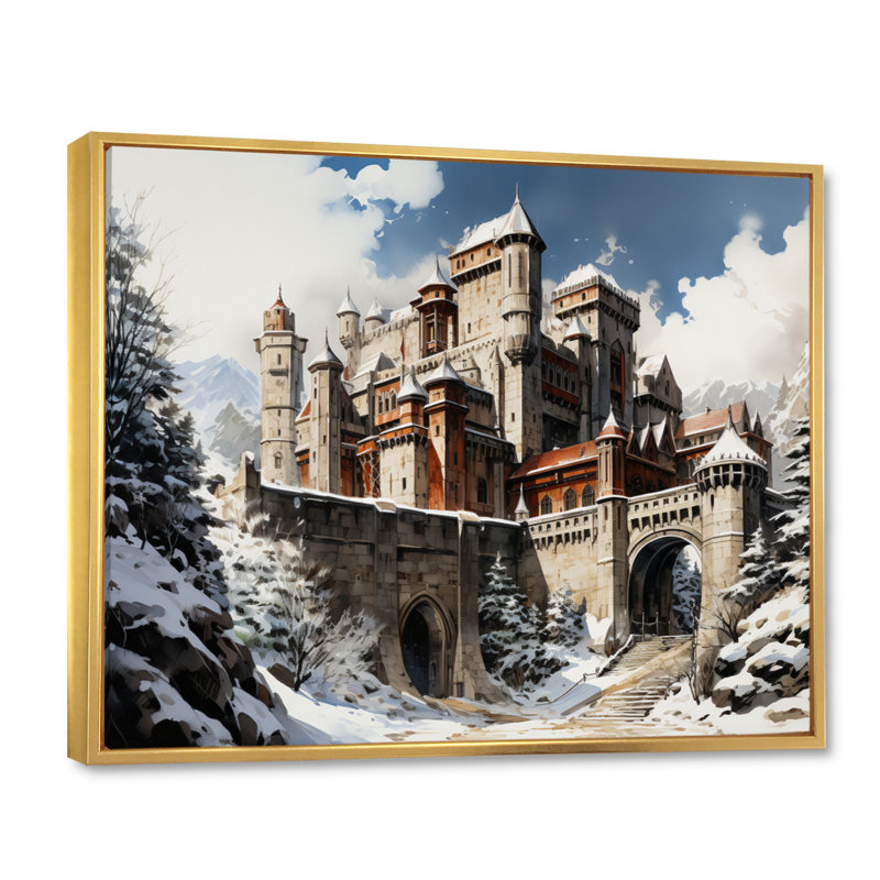 Maryse " Fortresses Majestic Guardians IV ", Gold Floater Framed, 34" H x 44" W