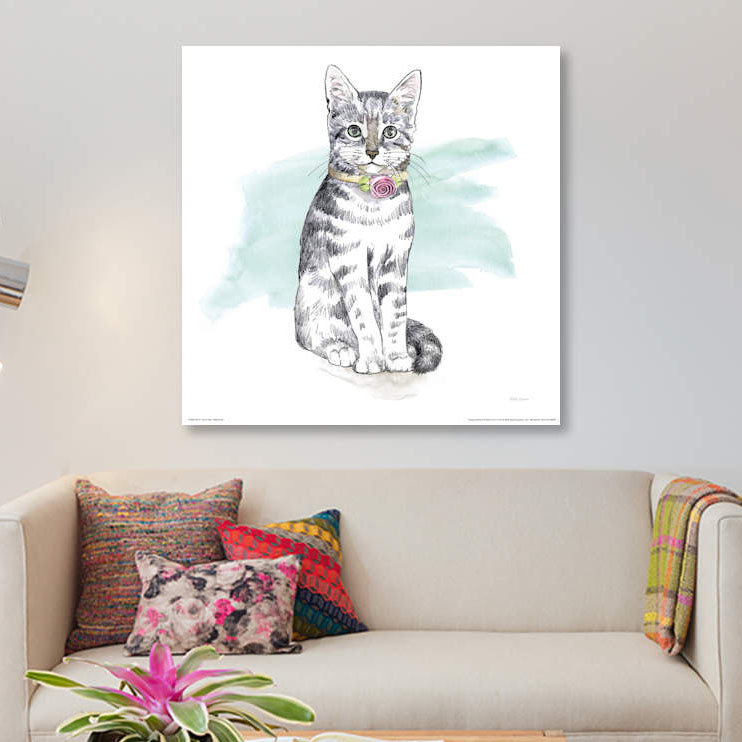 « original chats aquarelle i », impression sur toile, H 26 po x l 26 po x P 1,5 po, Toile tendue, Pas de tapis