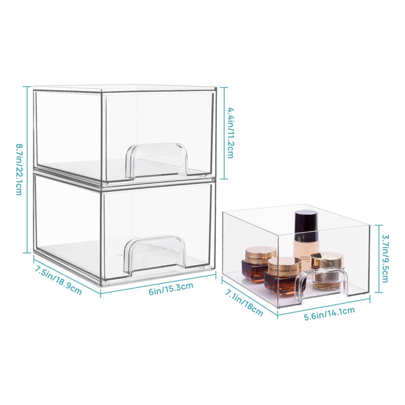 Clear Plastic Stackable Storage Organizers - Multi-Purpose Drawer Set For Home