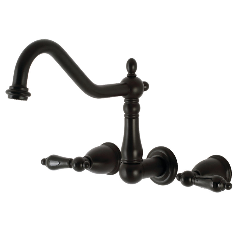 Kingston Brass Duchess Two-Handle 3-Hole Wall Mount Roman Tub Faucet, Matte Black
