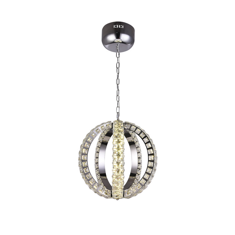 Transitional LED Orb Crystal Pendant, 16" H x 16" W x 16" D
