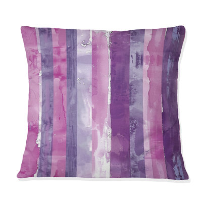 Purple White Pinstripe II - Transitional Throw Pillow