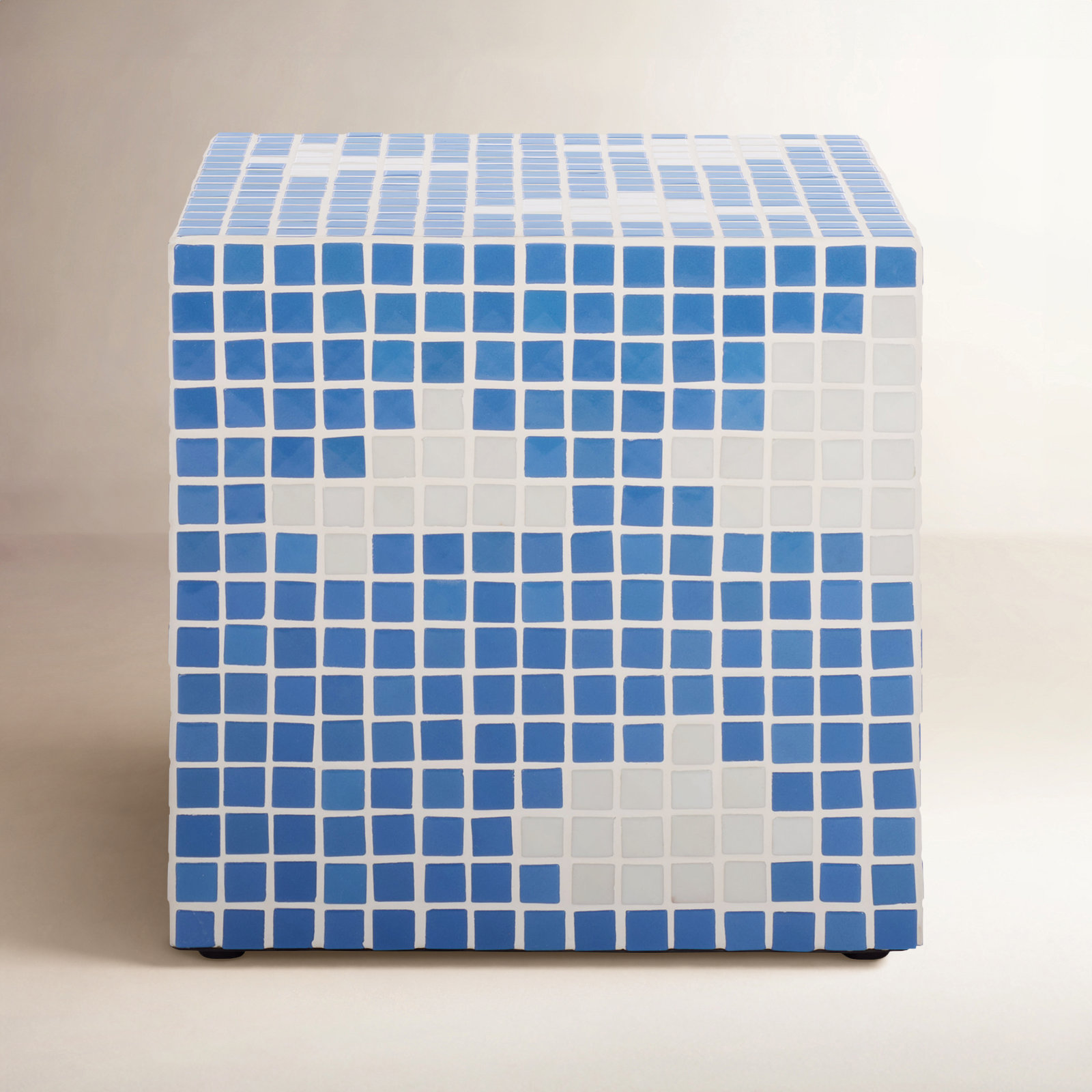 Hikari Cube Accent Table, Light Blue/White