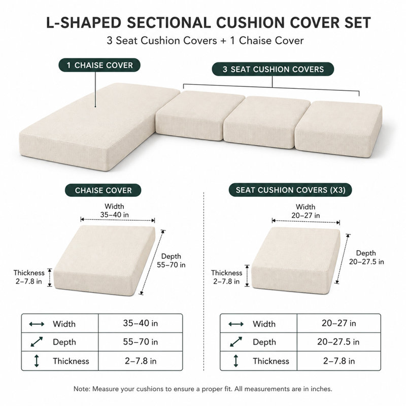 Ensemble de housses de canapé modulaires en L avec housse de méridienne