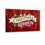 Ruban de Noël rouge sur fond de bois rouge avec houx-1285664952