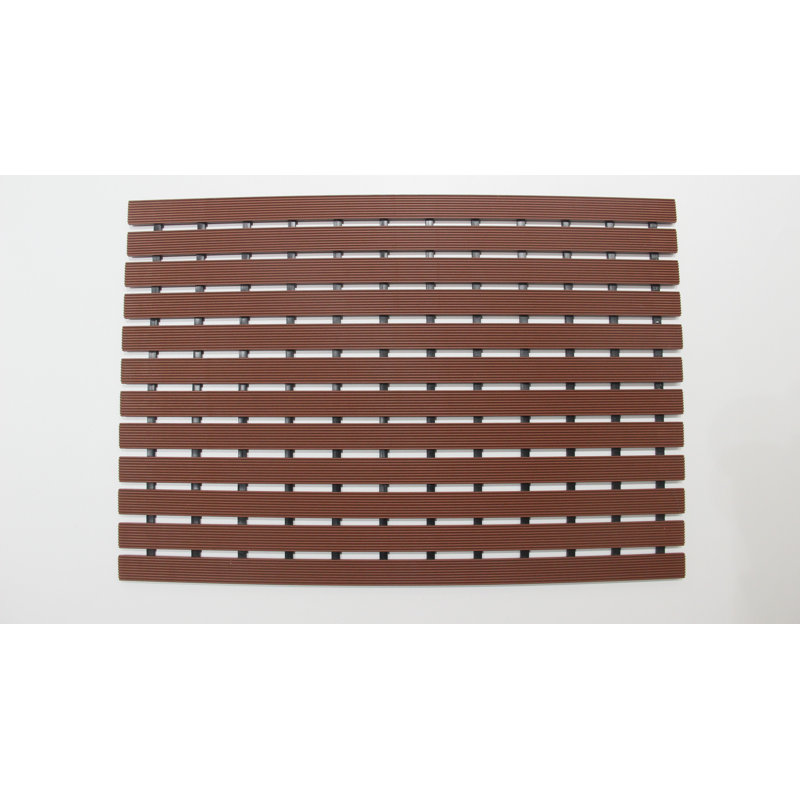 Non-Slip Slatted Shower Mat, Brown