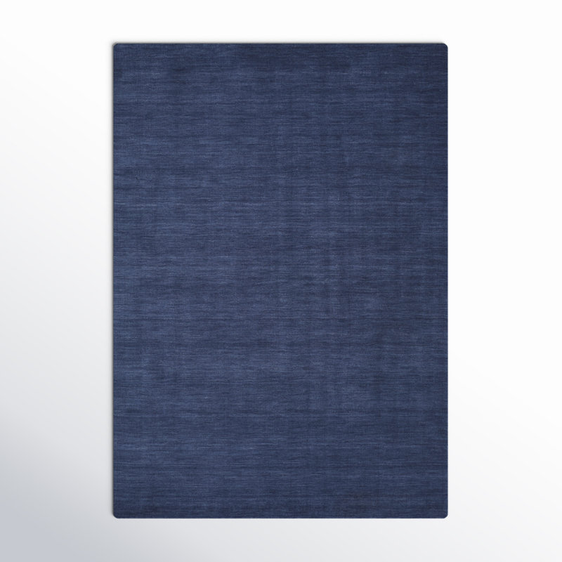 Tapis en laine tissé à la main Kaden, Rectangle 9 pi 6 po x 13 pi 6 po, Bleu