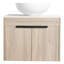 Meuble-lavabo contemporain en chêne blanc. Lavabo en céramique avec porte à fermeture en douceur et grand espace de rangement. Fixé au mur. Lavabo encastré 24 po. Fermeture douce pour une utilisation silencieuse.
