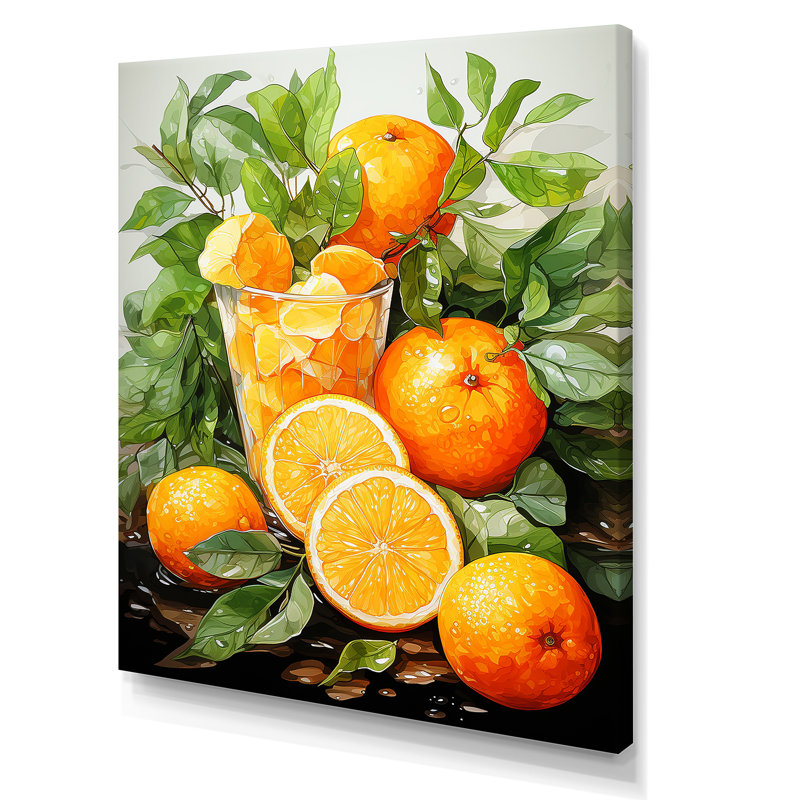 Orange vif mandarine cocktail coucher de soleil II - Art mural cocktails, H 32 po x l 24 po x P 1 po
