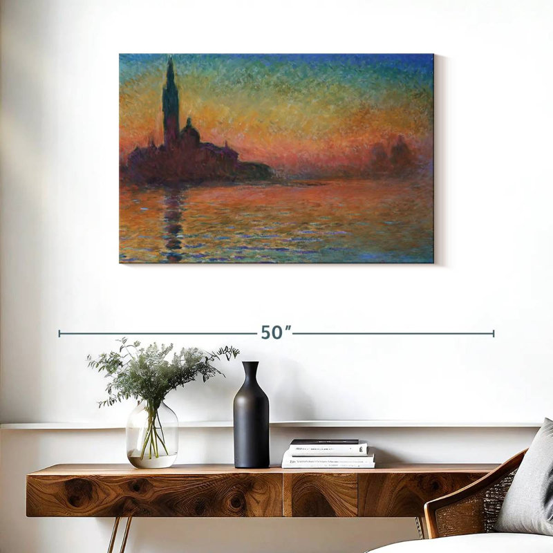 Ravi San Giorgio Majeur au crépuscule, H 24 po x l 36 po