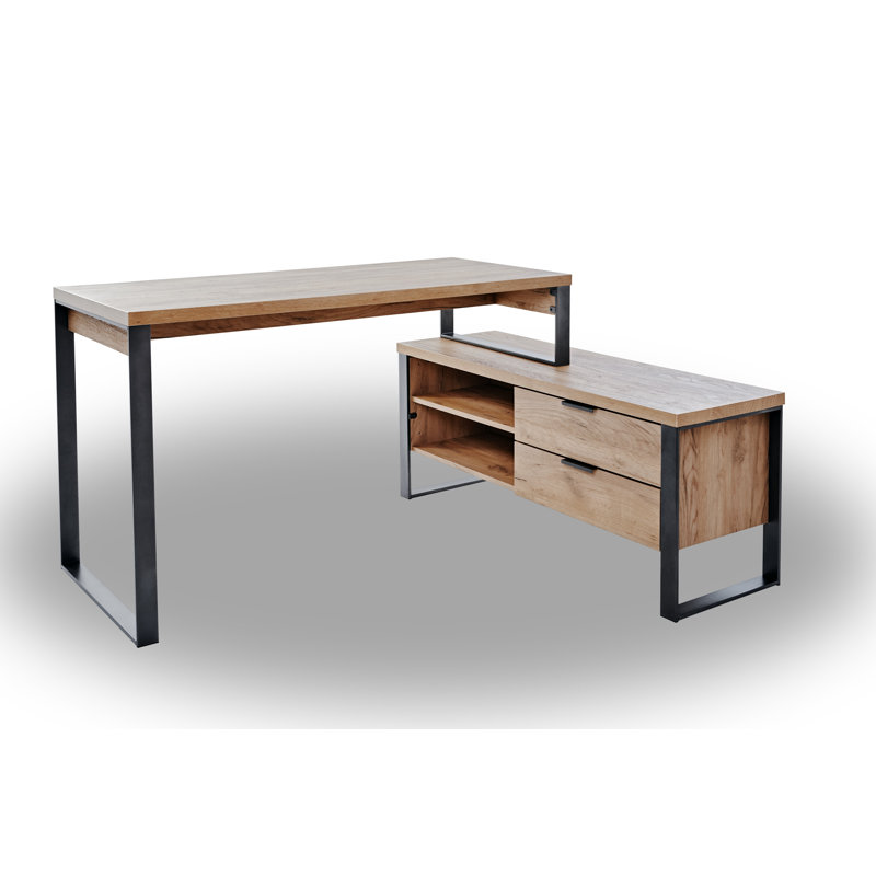 Francisque L-Shaped Metal Base Writing Desk