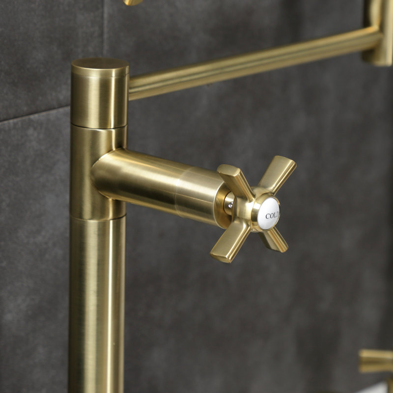 Kingston Brass Millennium Two-Handle 1-Hole Deck Mount Pot Filler Faucet, Brushed Brass