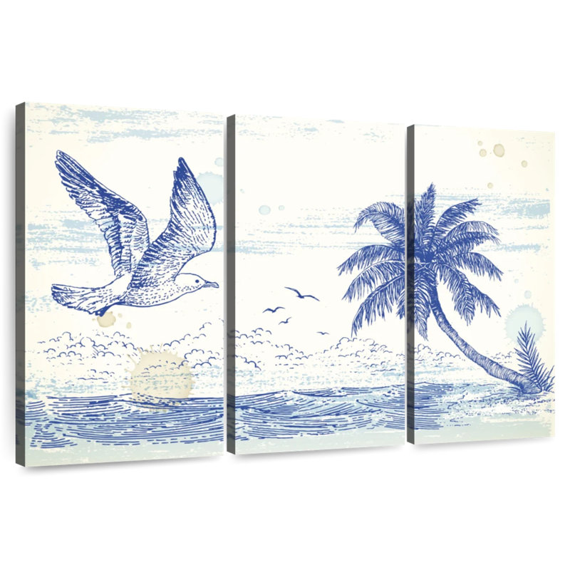 Brampt Summer Beach Drawing, 42" H x 65" W