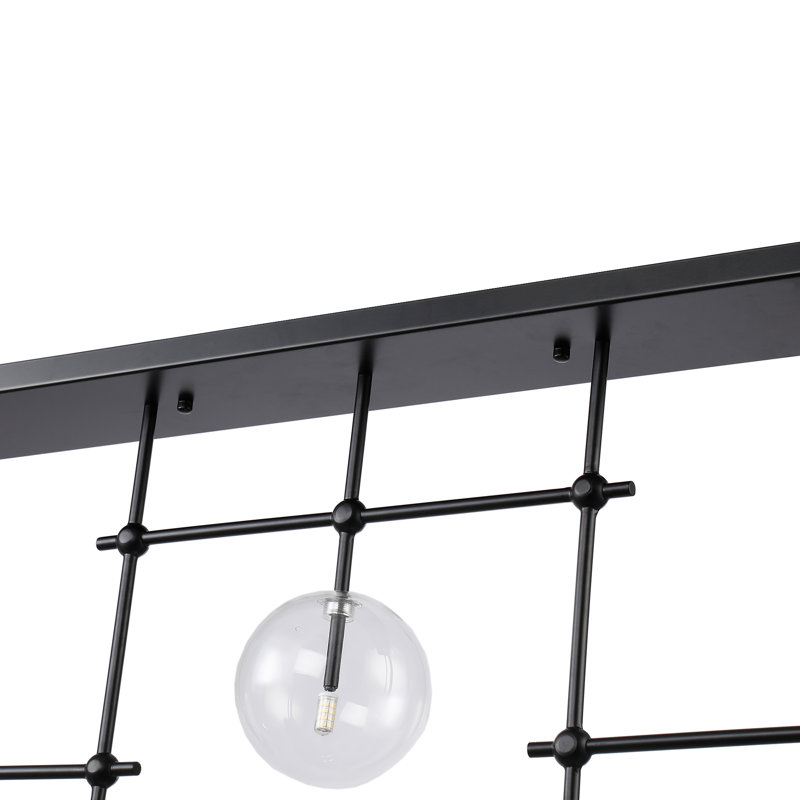 7-light Clear Glass Globe Linear Chandelier