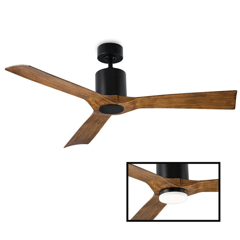 Ventilateur de plafond 54 po à 3 pales avec commande murale Aviator, Noir mat / Koa vieilli