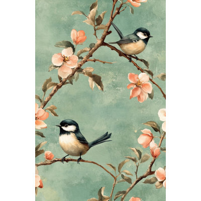 Papier peint botanique pelez et collez amovible Bird and Blossom