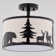 Jorene 13-In W Bronze Rustic Semi Flush Mount Ceiling Light White Linen Deer Tree