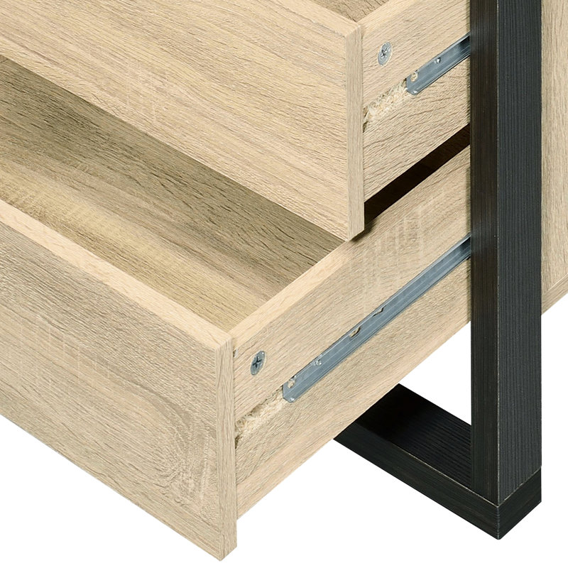 Table de chevet industrielle pour chambre à coucher 2, table de chevet spacieuse noire pour la chambre à coucher, look