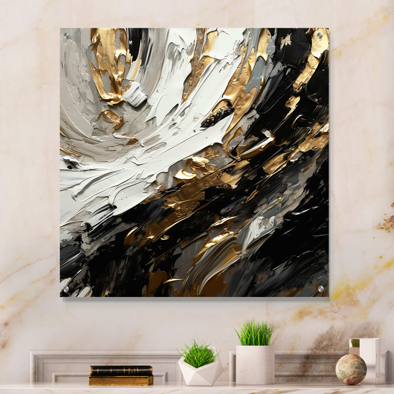 Malec - Art mural abstrait en acrylique pour la cuisine, H 30 po x l 30 po