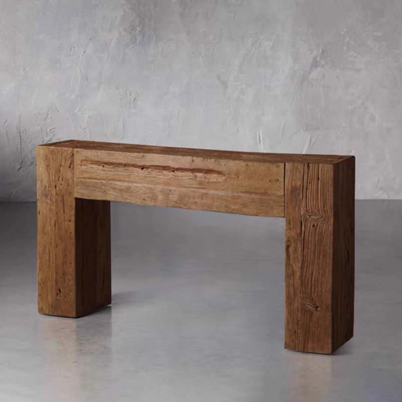 Console moderne et simple en bois massif, H 31,5 po x l 62,9 po x P 11,8 po, Brun