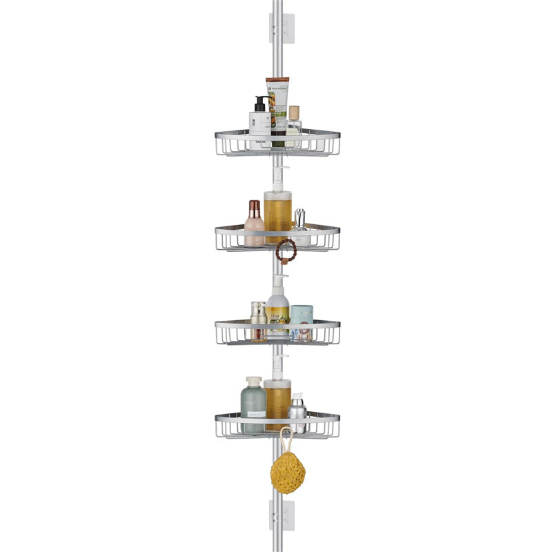 Adhesive Stainless Steel Shower Caddy, Grey